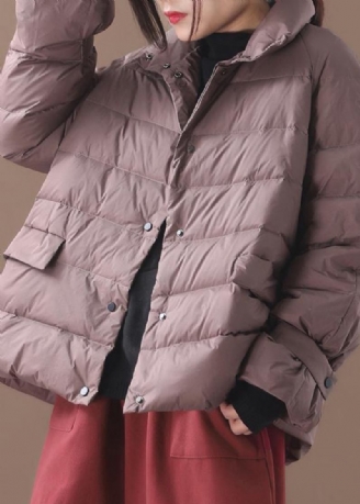 Elegante Khakifarbene Parkas Für Damen In Übergröße Daunenjacke Für Den Winter Kurzer Mantel Mit Stehkragen