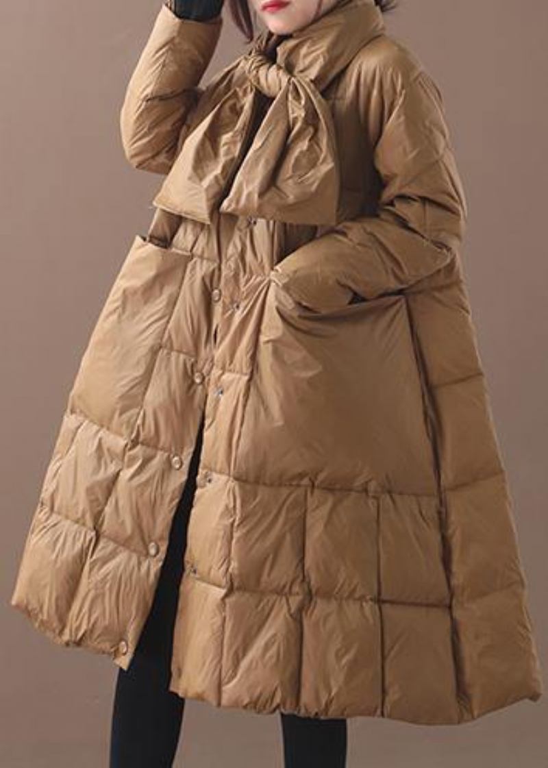 Elegante Khakifarbene Winterparkas Lässige Winterjacke Dicke Kapuzenoberbekleidung - Damen-Daunenjacken