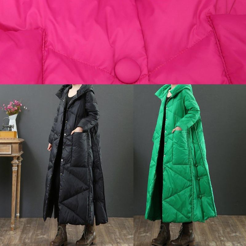 Elegante Kleidung In Übergröße Parka Für Damen Schwarze Jacke Mit Kapuze Und Knopfleiste Für - rosa