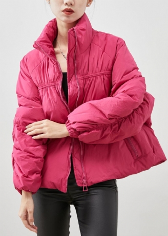 Elegante Rose Zip Up Wrinkled Duck Down Daunenmantel Winter