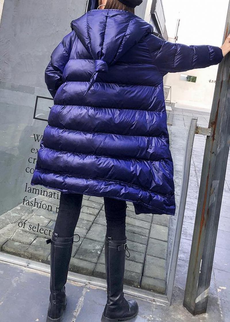 Elegante Wintermäntel In Übergröße Blauer Parka Mit Kapuze Und Reißverschluss Für Damen - schwarz