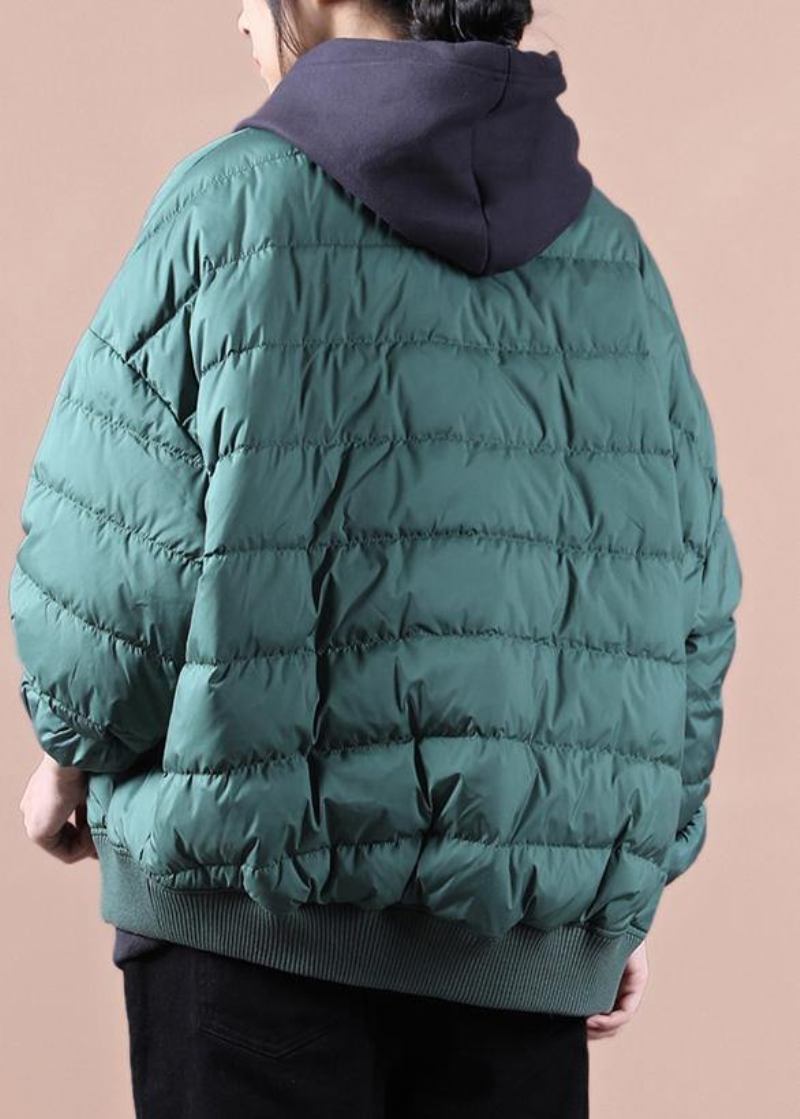 Eleganter Grüner Daunenmantel Winter Daunenjacke In Übergröße Große Taschen Elegante Jacken - Damen-Daunenjacken