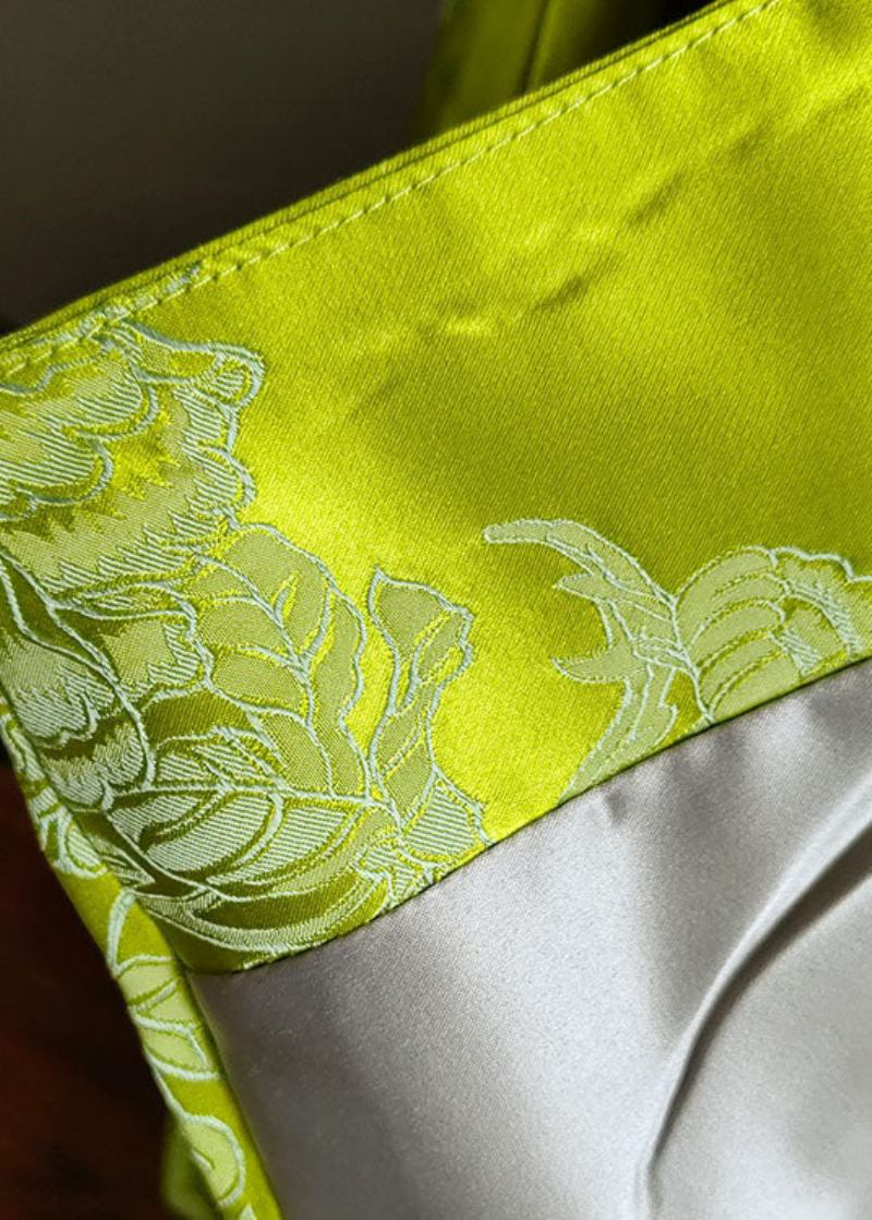 Feine Grüne Jacquard-seide Mit Chinesischen Knöpfen Mäntel Mit Feiner Baumwollfüllung Winter - Damen-Daunenjacken