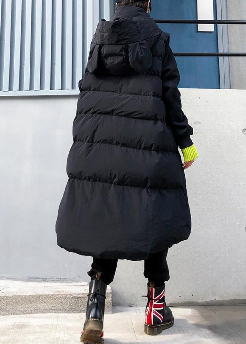 Feine Kleidung In Übergröße Winterjacke Wintermäntel Schwarze Parkas Mit Kapuze Ärmellos Für Damen - Damen-Daunenjacken