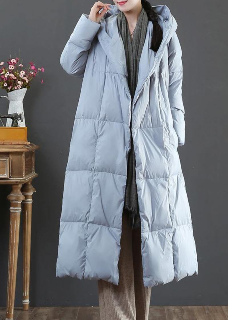 Feine Übergröße Winterjacke Mäntel Blau Kapuze Taschen Warmer Mantel