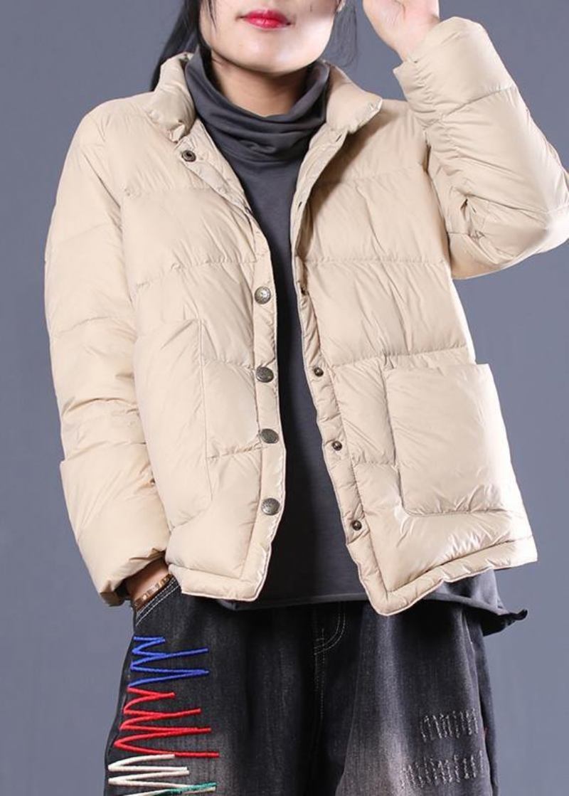 Feiner Parka Für Damen Übermantel In Beige Warmer Wintermantel Mit Stehkragen