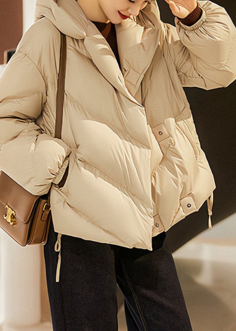 Französisch Beige Taschen Entendaunen Puffers Kapuzenjacken Winter