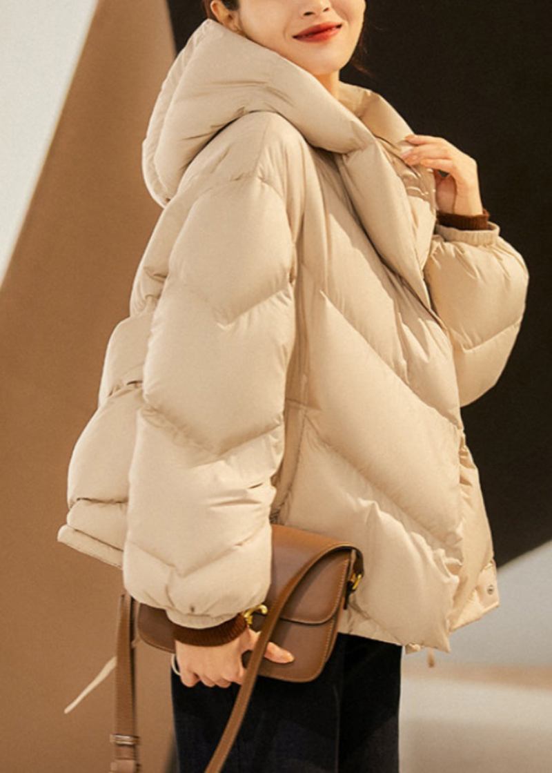 Französisch Beige Taschen Entendaunen Puffers Kapuzenjacken Winter - Damen-Daunenjacken