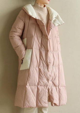 Frauen Rosa Warm Wintermantel Plus Größe Kleidung Patchwork Damen Parka Stehkragen Feine Mäntel