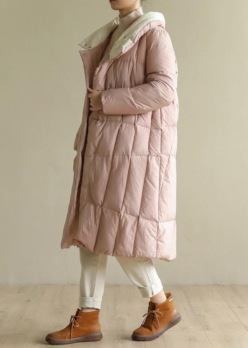 Frauen Rosa Warm Wintermantel Plus Größe Kleidung Patchwork Damen Parka Stehkragen Feine Mäntel - Damen-Daunenjacken