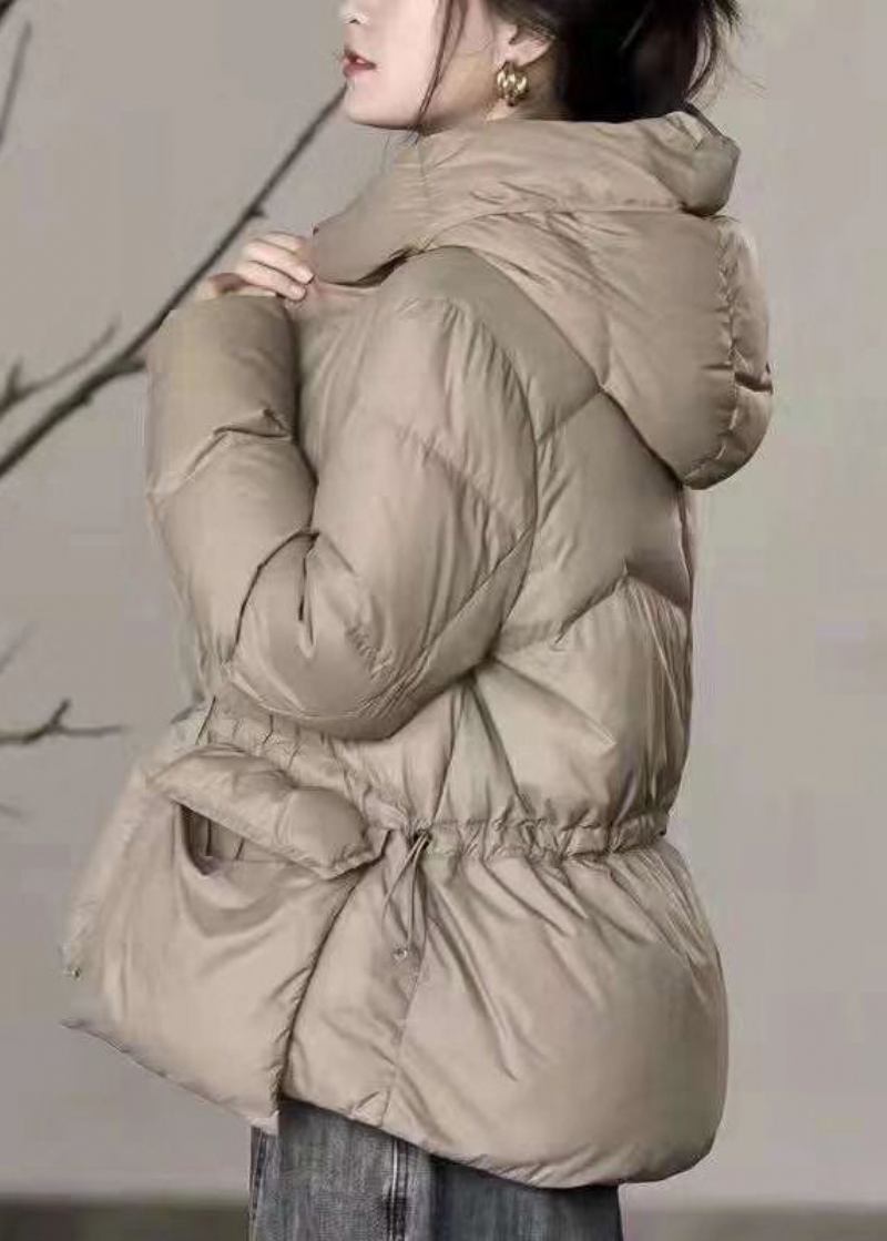 French Apricot Kapuzen Kordelzug Entendaunen Puffer Jacke Winter - Damen-Daunenjacken