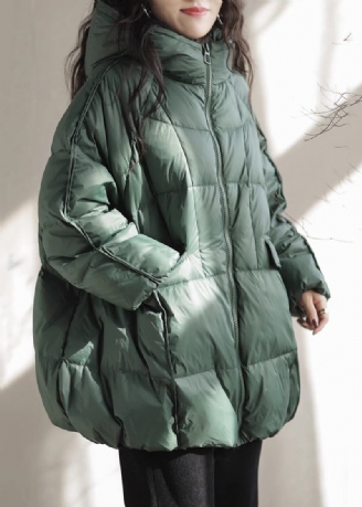 French Green Übergroße Taschen Feine Baumwollgefüllte Parkajacke Winter