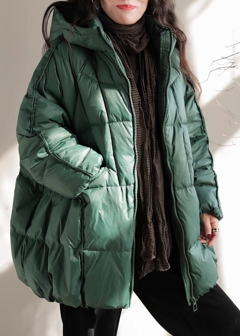 French Green Übergroße Taschen Feine Baumwollgefüllte Parkajacke Winter - Damen-Daunenjacken