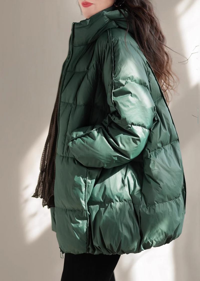 French Green Übergroße Taschen Feine Baumwollgefüllte Parkajacke Winter - Damen-Daunenjacken