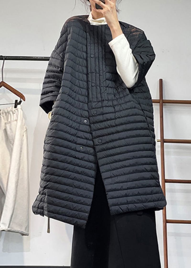 Gelbe Patchwork-parka Mit Knopftaschen In Übergröße Dünn Für Den Winter - Damen-Daunenjacken