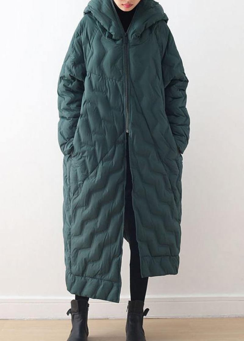 Grüner Daunenmantel Winter Übergröße Winterjacke Mit Kapuze Asymmetrisch Warme Winteroberbekleidung - gelb