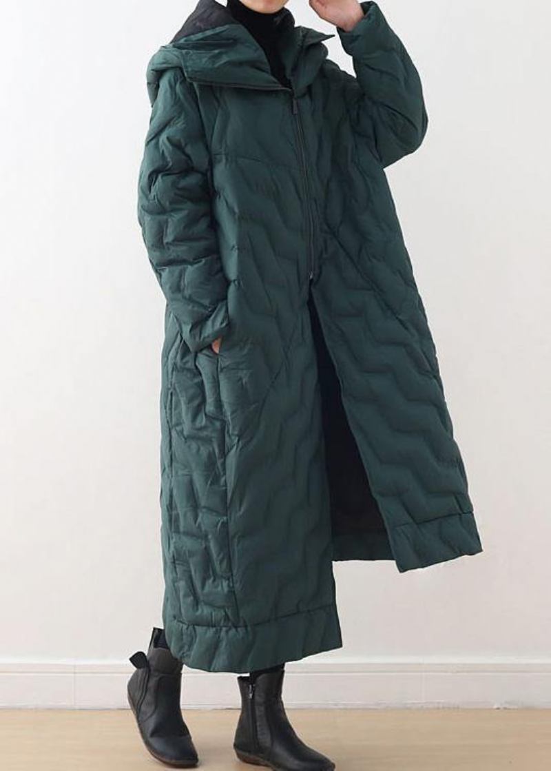 Grüner Daunenmantel Winter Übergröße Winterjacke Mit Kapuze Asymmetrisch Warme Winteroberbekleidung - gelb