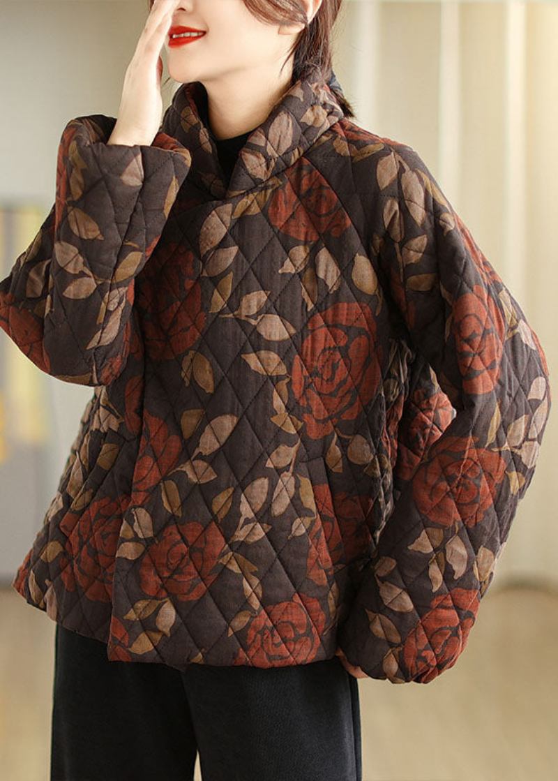 Handgemachter Mulberry Pockets Print Parka Winter - Maulbeere