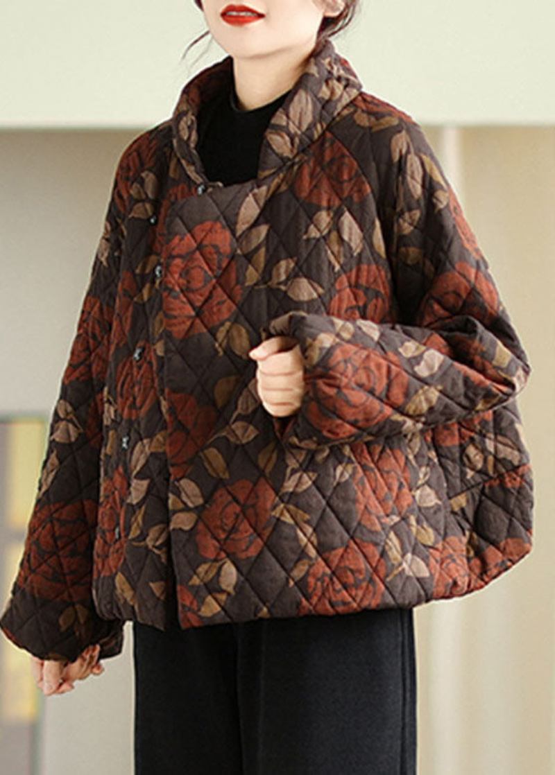 Handgemachter Mulberry Pockets Print Parka Winter - Maulbeere