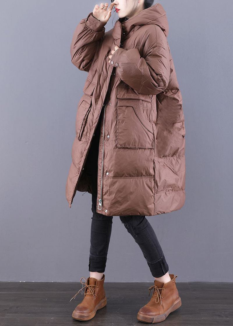 Italian Chocolate – Übergroße Entendaunenjacke Mit Kapuze Im Originaldesign Für Den Winter - Damen-Daunenjacken