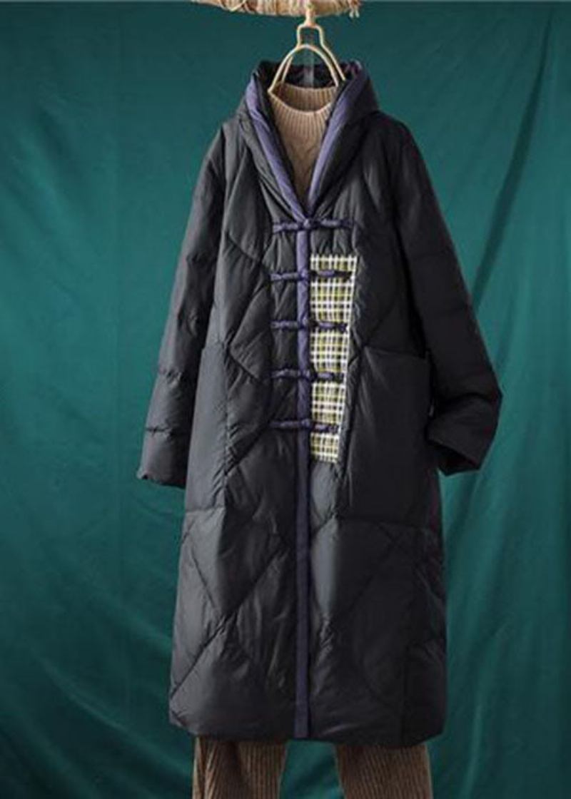 Italienische Übergroße Steppjacke Mit Patchwork-entendaunen In Schokoladenbraun Mit Stehkragen Und Entenfedern Für Den Winter - Damen-Daunenjacken