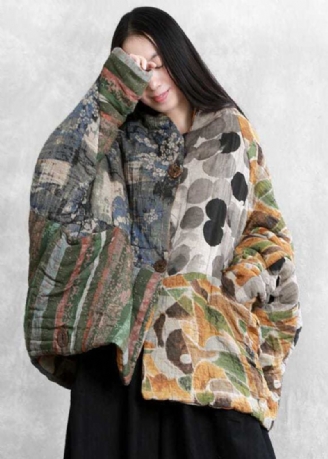 Italienischer Übergroßer Parka Mit Farbblock-patchwork-druck Und Feiner Baumwolle Für Den Winter