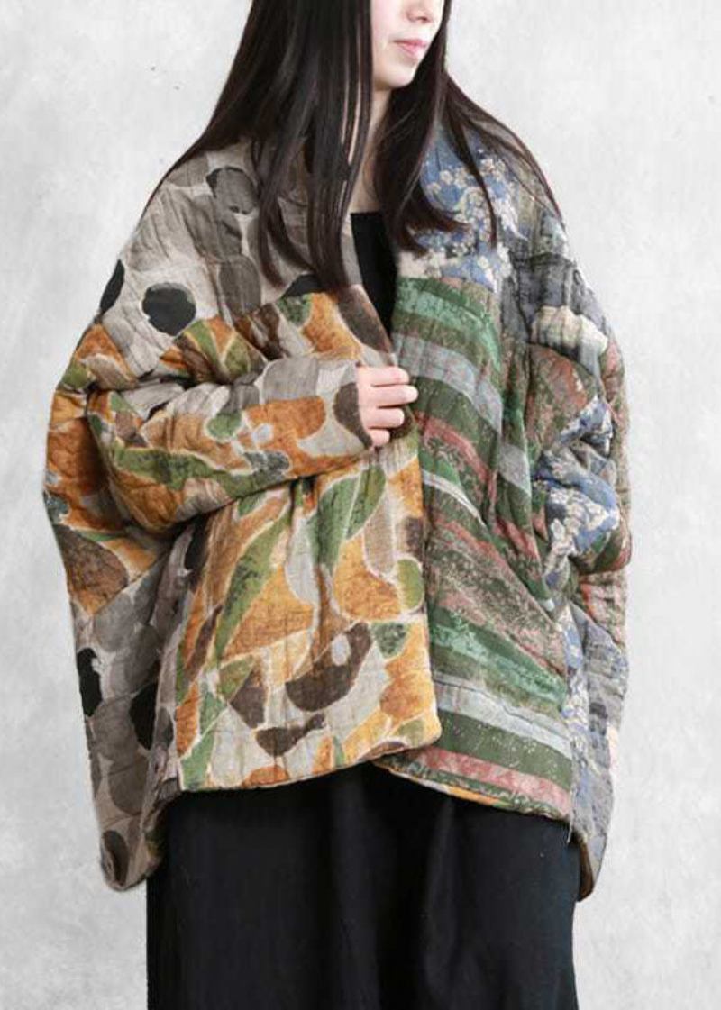 Italienischer Übergroßer Parka Mit Farbblock-patchwork-druck Und Feiner Baumwolle Für Den Winter - Damen-Daunenjacken