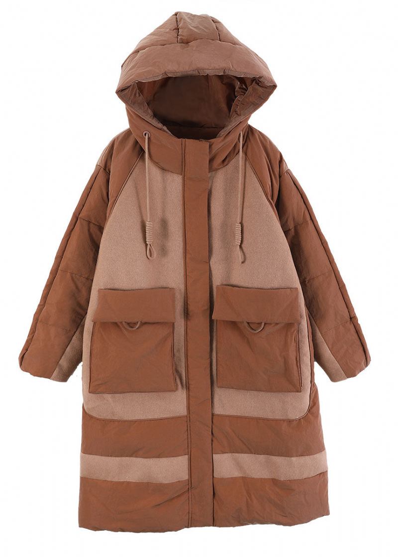 Kamelfarbene Wintermäntel Aus Entendaunen Mit Kordelzug Und Reißverschluss Für Den Winter - Beige