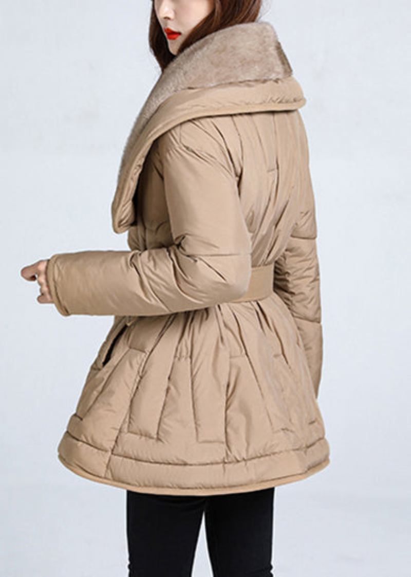 Khaki Krawatte Taille Ente Unten Daunenjacke Peter Pan Kragen Winter - Damen-Daunenjacken