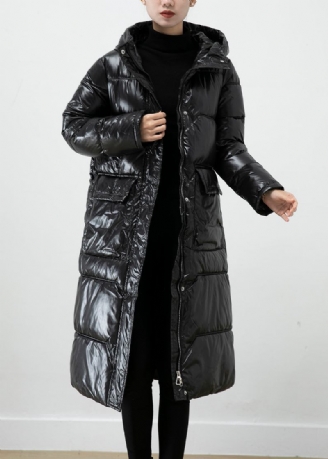 Kunstvolle Schwarze Entendaunenjacke Mit Kapuze Aus Canada Goose Winter