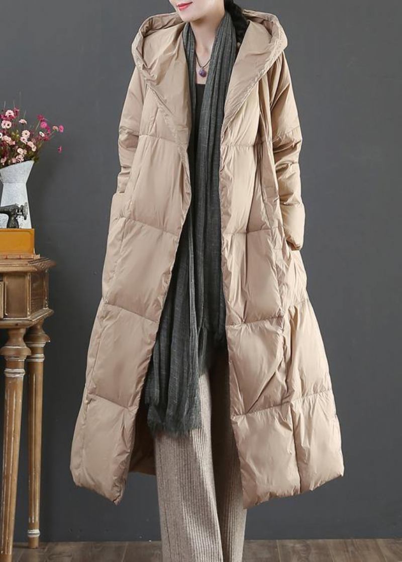 Lässige Goldene Daunenjacke Für Damen Übergröße Parka Mit Kapuze Und Taschen Winter-oberbekleidung