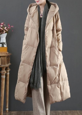 Lässige Goldene Daunenjacke Für Damen Übergröße Parka Mit Kapuze Und Taschen Winter-oberbekleidung