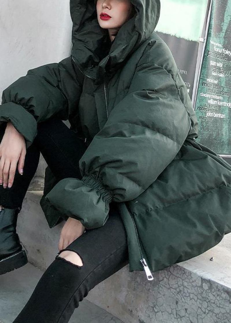 Lässige Grüne Parkas Für Damen Übergröße Daunenjacke Winter Mit Kapuze Wintermäntel - Damen-Daunenjacken