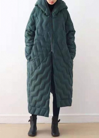 Lässige Locker Sitzende Daunenjacke Mit Kapuze Asymmetrischer Wintermantel