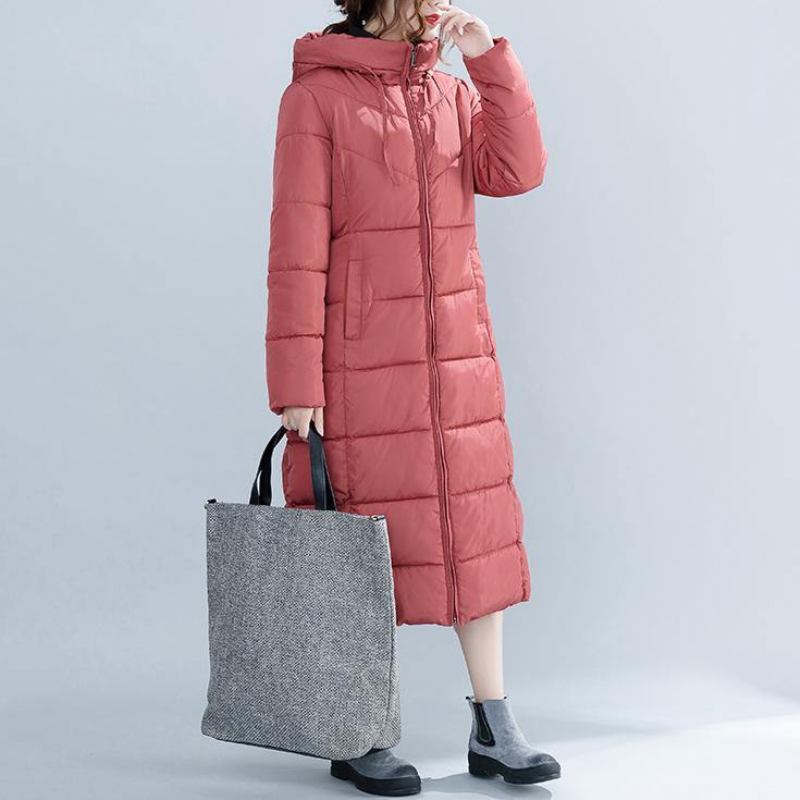 Lässige Rote Wintermode Baumwolljacke Mit Kapuze In Übergröße Trenchcoat Aus Baumwolle Mit Taschen Und Reißverschluss Für Damen - weiß