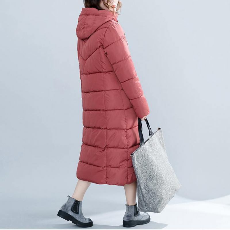 Lässige Rote Wintermode Baumwolljacke Mit Kapuze In Übergröße Trenchcoat Aus Baumwolle Mit Taschen Und Reißverschluss Für Damen - weiß