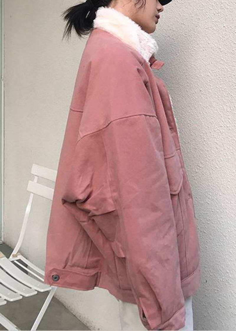 Lässige Schneejacken Stehkragenmantel Rosa Winterparkas - khaki