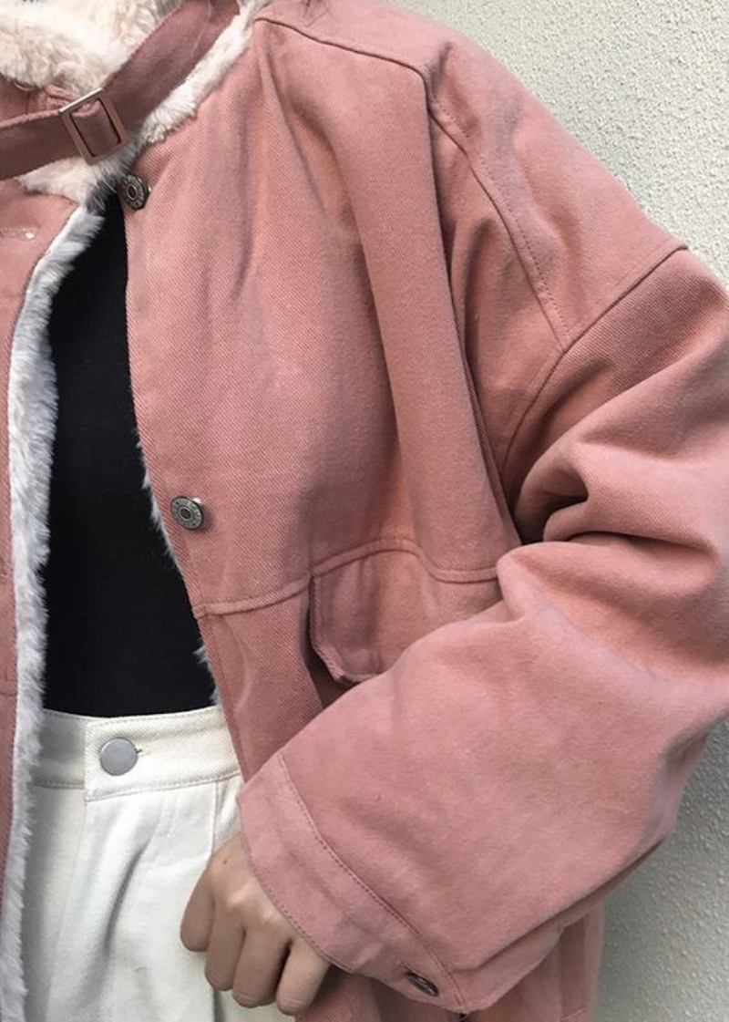 Lässige Schneejacken Stehkragenmantel Rosa Winterparkas - khaki