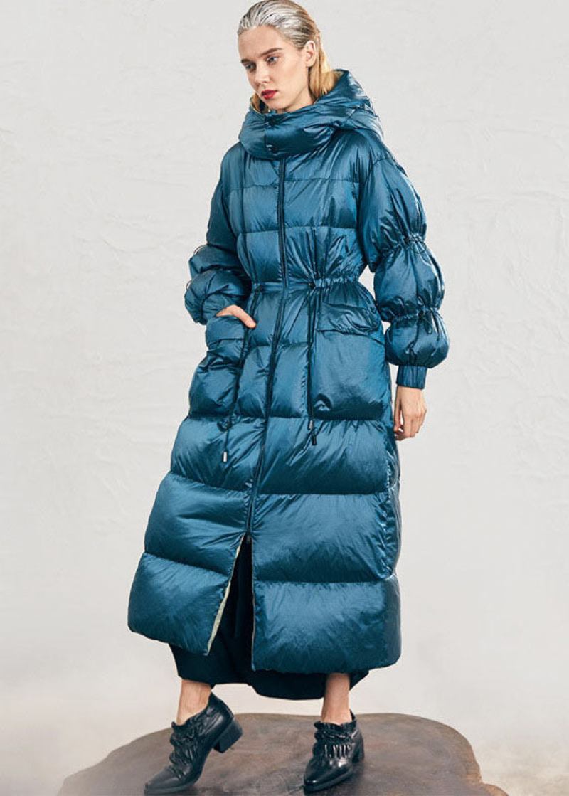 Lässige Winterjacke Aus Entendaunen Mit Reißverschlusstaschen In Blau