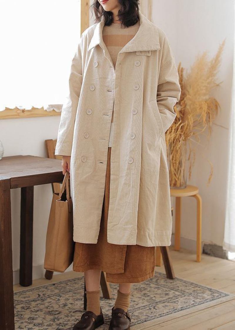 Lässiger Beige Parkas Für Damen In Übergröße Warmer Wintermantel Mit Doppelten Brusttaschen Winter-outwear