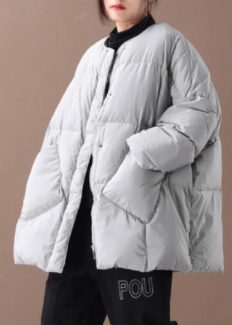 Lässiger Grauer Parka Für Damen Mantel Button-down-mantel