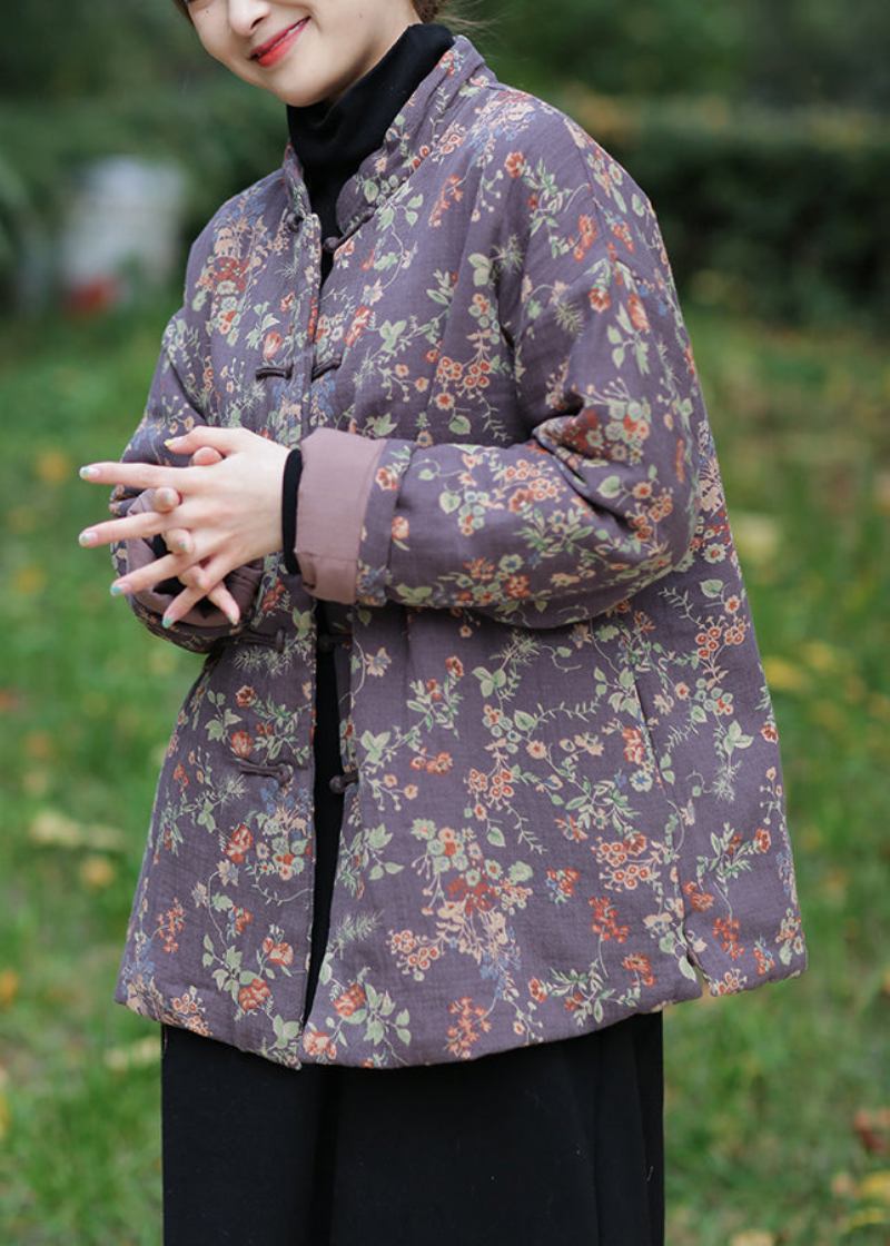 Langer Parka Mit Vintage-baumwollfüllung Und Langem Ärmeln - Violett