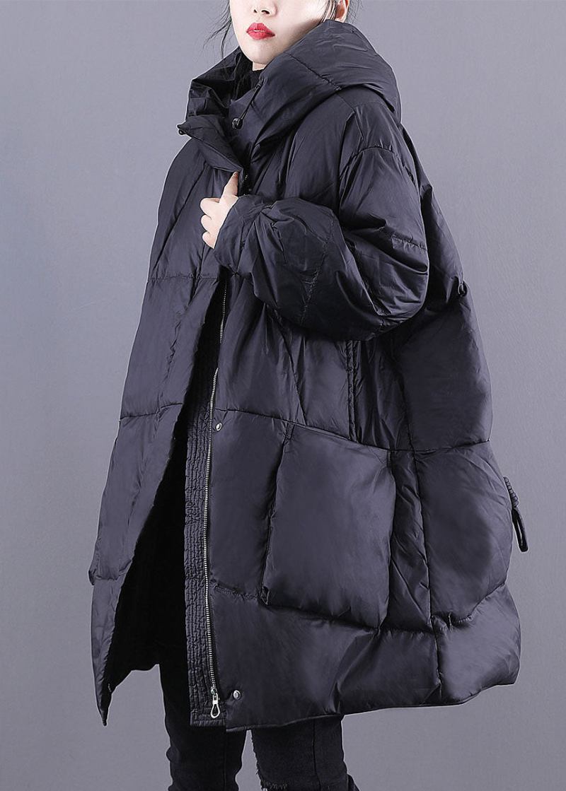 Lockere Schwarze Entendaunenjacke Mit Kapuze Und Taschen Sowie Kordelzug Für Den Winter Von Canada Goose