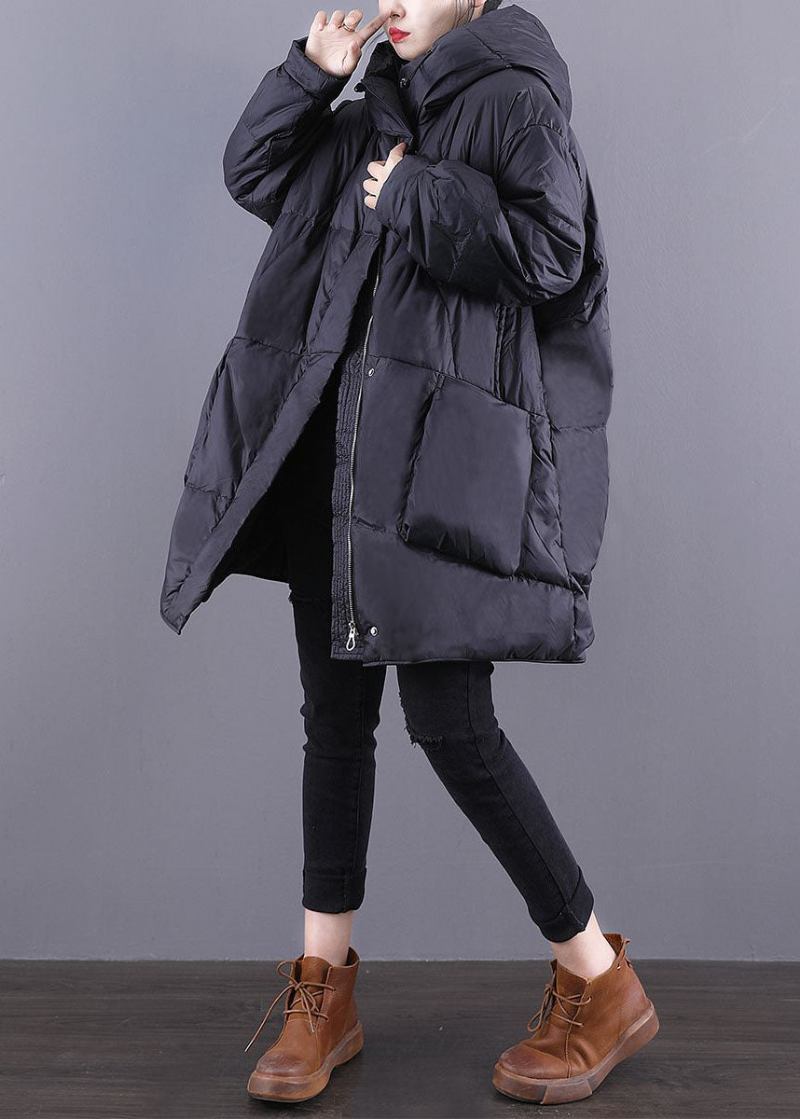 Lockere Schwarze Entendaunenjacke Mit Kapuze Und Taschen Sowie Kordelzug Für Den Winter Von Canada Goose - Damen-Daunenjacken