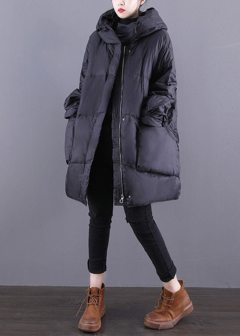 Lockere Schwarze Entendaunenjacke Mit Kapuze Und Taschen Sowie Kordelzug Für Den Winter Von Canada Goose - Damen-Daunenjacken