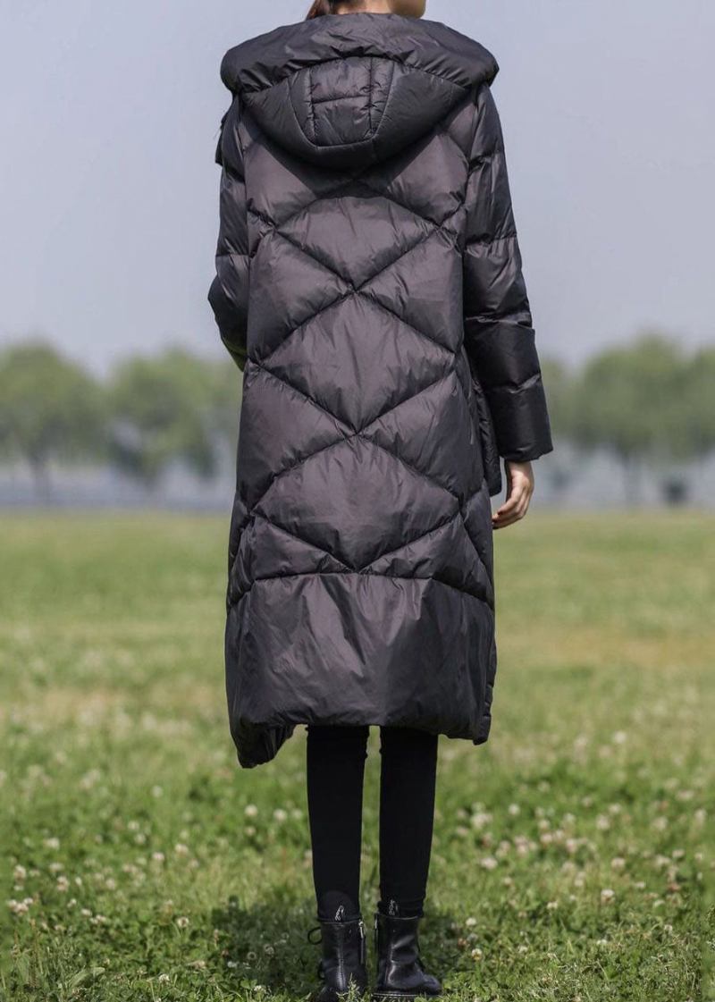 Lose Schwarze Reißverschlusstaschen Entendaunen Puffers Outwear Winter - Damen-Daunenjacken