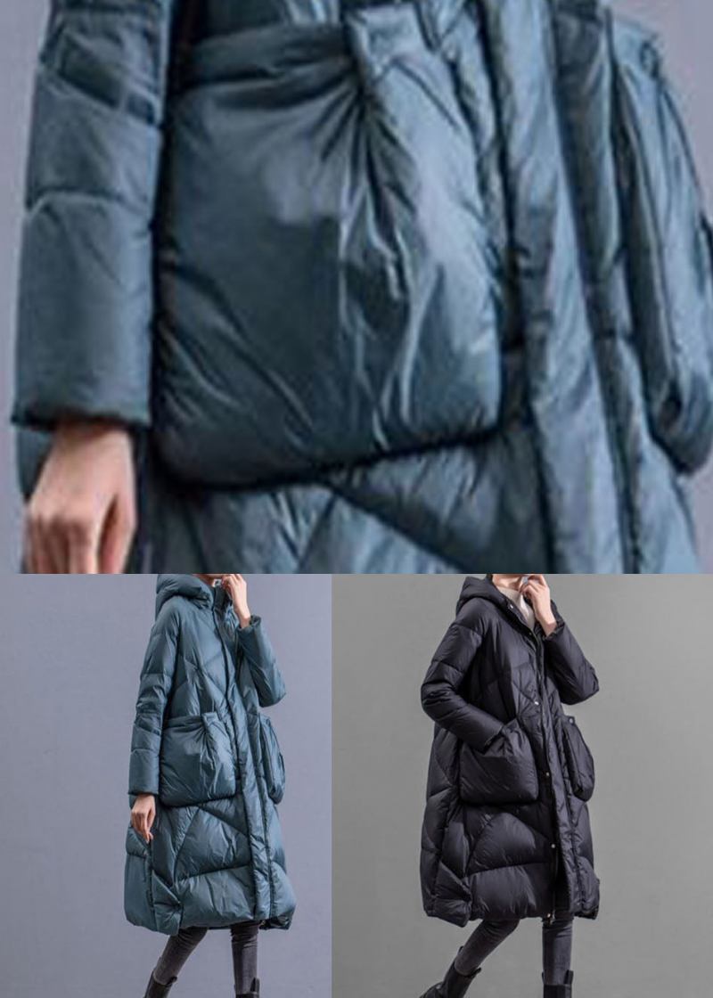 Lose Schwarze Reißverschlusstaschen Entendaunen Puffers Outwear Winter - Damen-Daunenjacken