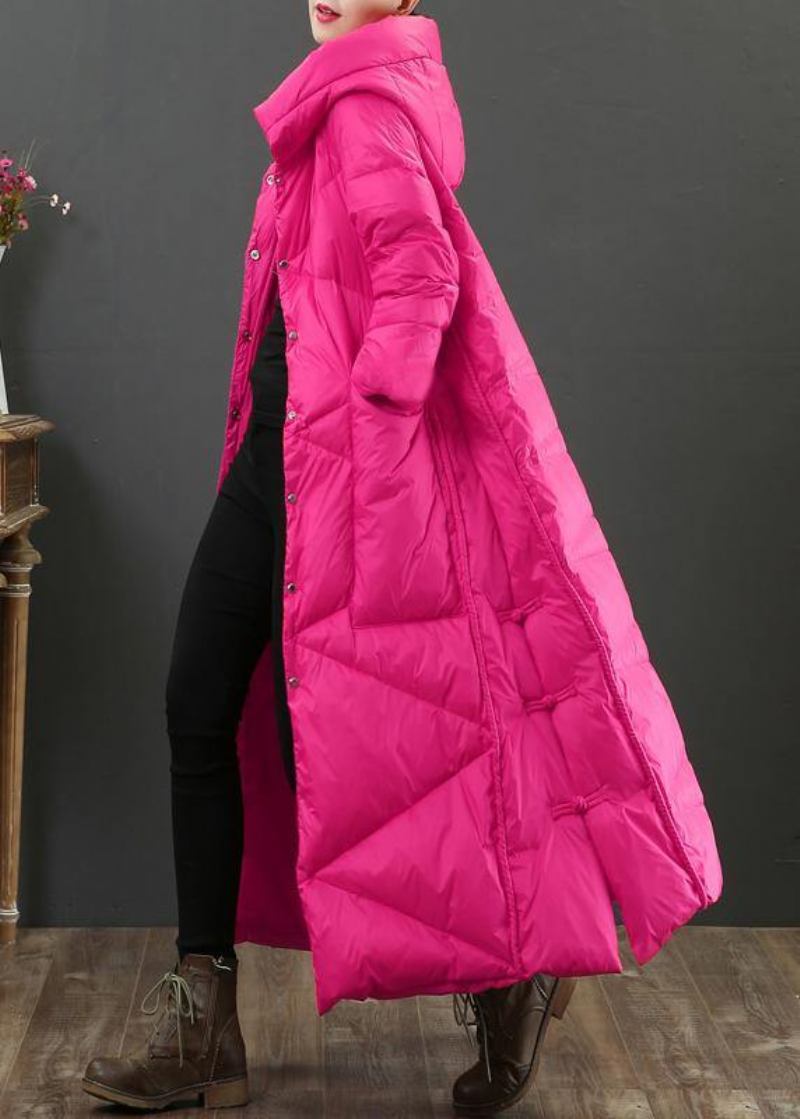 Luxuriöse Locker Sitzende Parkajacken Für Damen Warme Winterjacke Mit Knopf Und Kapuze In Rosa