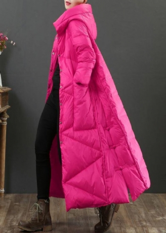 Luxuriöse Locker Sitzende Parkajacken Für Damen Warme Winterjacke Mit Knopf Und Kapuze In Rosa