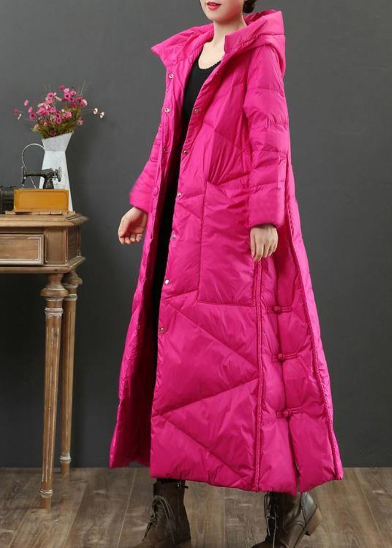 Luxuriöse Locker Sitzende Parkajacken Für Damen Warme Winterjacke Mit Knopf Und Kapuze In Rosa - rosa